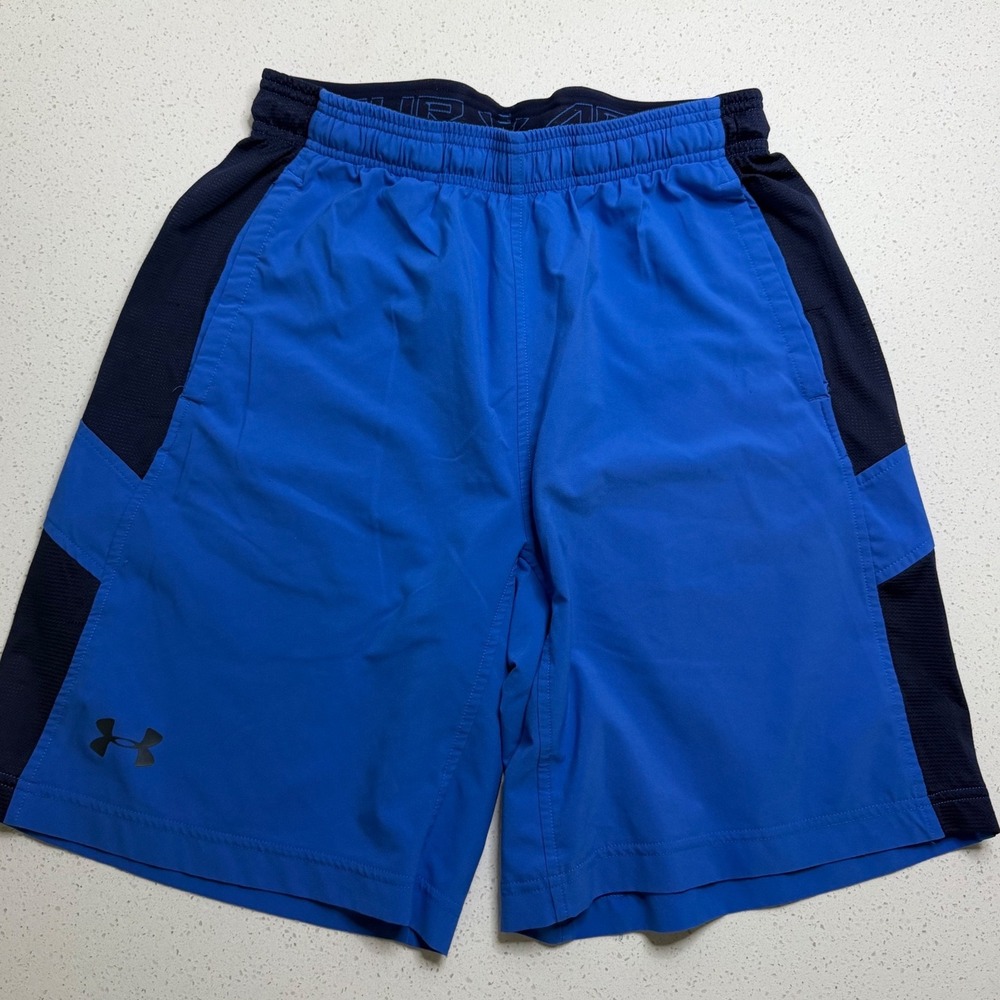 Under Armour HeatGear Mens Shorts Blue Navy Loose Fit Athletic Gym Size Medium